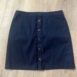Talbots Navy Blue Button Ruffle Front Aline Skirt (20S)